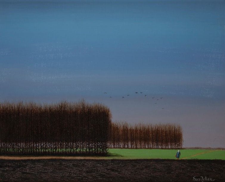 Fred ZELLER (1912-2003)
Le Blé d’hiver
Huile sur toile.
Signée en bas à droite.
Signée et titrée au dos.
65 x 81 cm