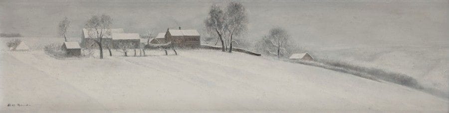 Toshio BANDO [japonais] (1890-1973)
Paysage enneigé
Huile sur panneau.
Signée en bas à gauche.
27.5 x 104.5 cm