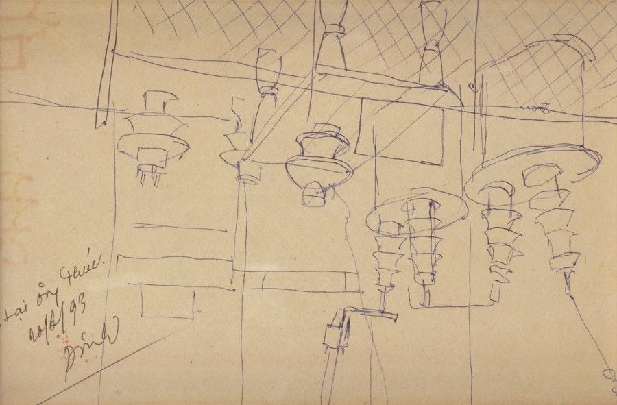 Xuan Phai BUI (1920-1988)
Portrait d’homme à la fenêtre, 1972
Dessin à l’encre.
Signée et datée en bas à droite.
20 x 28 cm