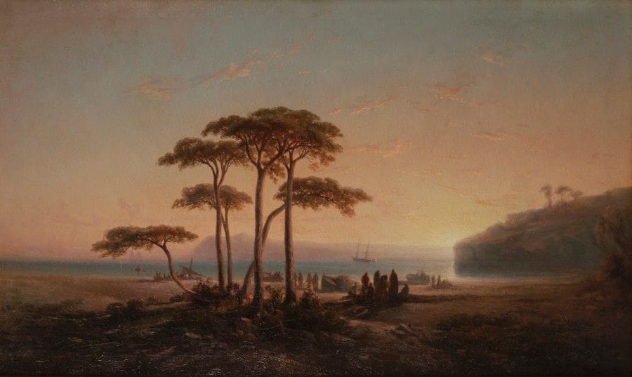 Édouard CAUVIN (1817-1900)
Paysage Méditerranéen, 1860
Huile sur toile.
Signée et datée en bas à gauche.
60 x 100 cm