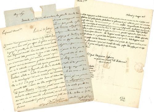 SAVANTS ITALIENS. 30 lettres ou pièces, la plupart L.A.S., de médecins ou savants italiens, XIXe siècle.
   Giuseppe Antonio Bonato, Antonio Codelupi, Filippo Calandrini, Giovanni Casaretto, Pietro Cuppari, Joseph De Notaris, E. Fiorini, Santo Garovaglio, Pietro Jani, Isidoro Majni, Ferdinand Martin, Domenico Marzialetti, Antonio Orsini, Benoît Puccinelli, Vincenzo Ricasoli, Cosimo Ridolfi, Maximiliano Romagnoli, Pietro Ruboni (2), Attilio Sassi, A. Tigri, etc.
