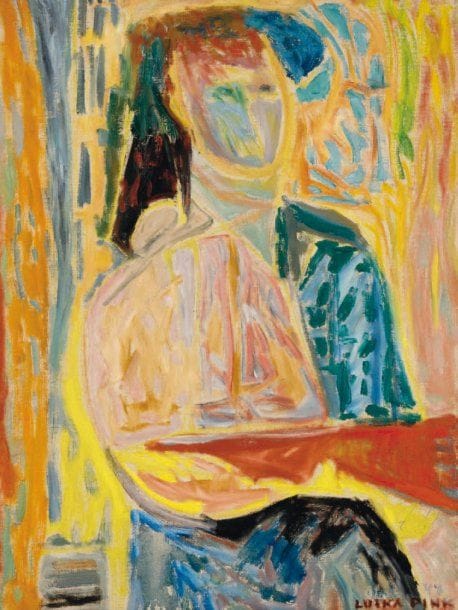 LUTKA PINK 1906 - 1998
Femme assise, 1947 Huile sur toile. Signée et datée en bas à droite. 63 x 46 cm