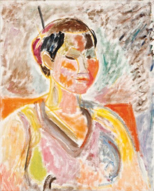 LUTKA PINK 1906 - 1998
Portrait de femme, 1978 Huile sur toile. Signée du cachet et datée au dos. 50 x 40 cm