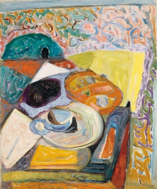 LUTKA PINK 1906 - 1998
Nature morte à la tasse, 1948 Huile sur toile. Signée en bas à droite. 64 x 53.5 cm