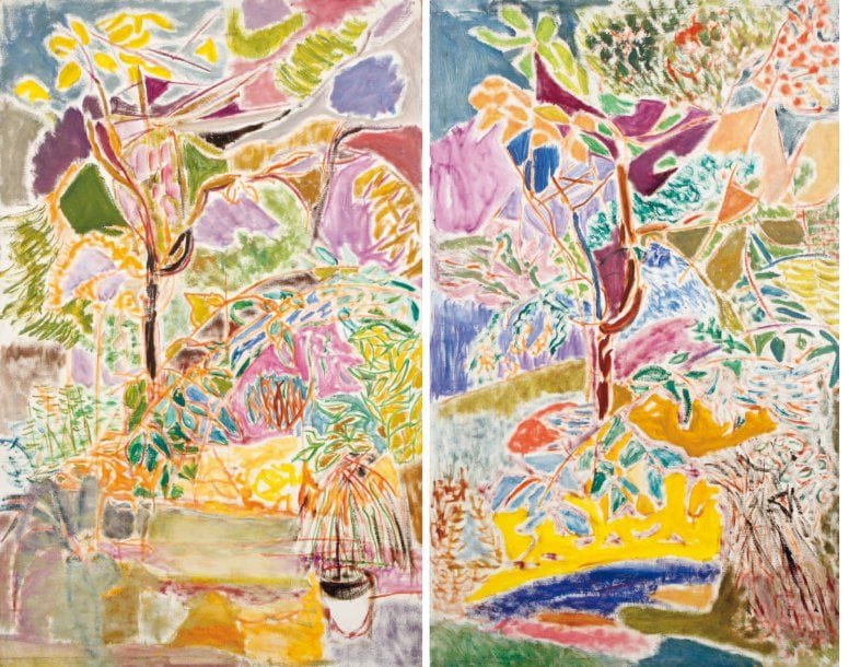 LUTKA PINK 1906 - 1998
Printemps, 1984 Dyptique. Huile sur isorel. Signée du cachet et datée au dos. 114 x 73 cm chaque.