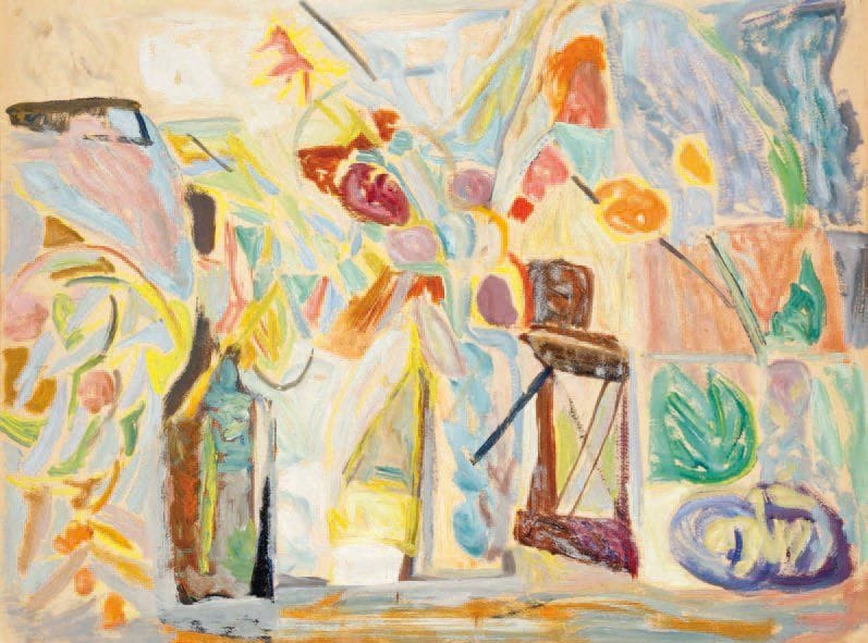 LUTKA PINK 1906 - 1998
Nature morte au bouquet, circa 1984 Huile sur toile. Signée du cachet au dos. 50 x 65 cm