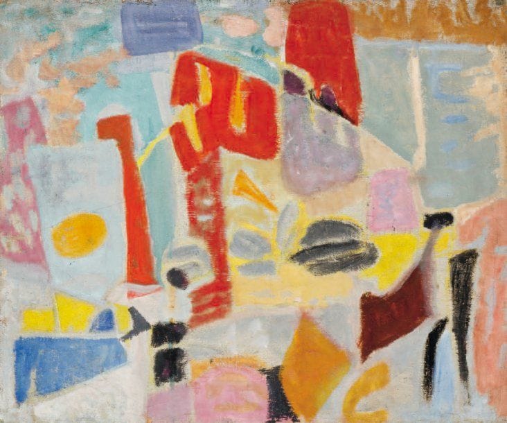LUTKA PINK 1906 - 1998
Passage, 1948 Huile sur toile. Signée du cachet et datée au dos. 65 x 54 cm