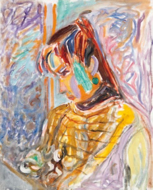 LUTKA PINK 1906 - 1998
Portrait de femme, 1987 Huile sur carton toilé. Signée du cachet et datée au dos. 51 x 40.5 cm