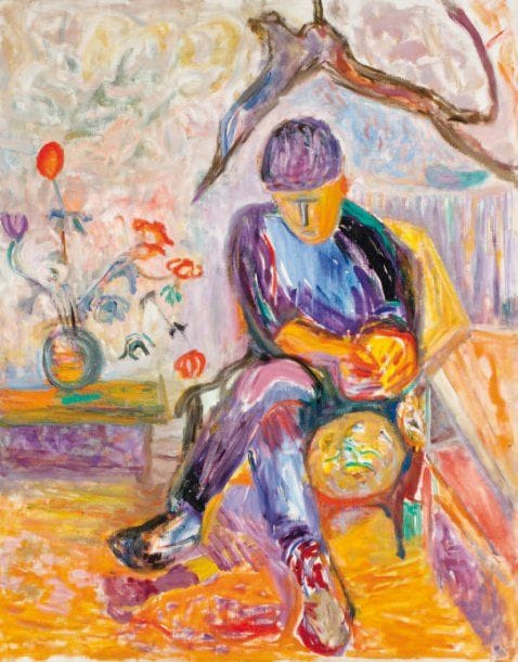 LUTKA PINK 1906 - 1998
Tan assis, 1991 Huile sur toile. Signée du cachet et datée au dos. 92 x 73 cm