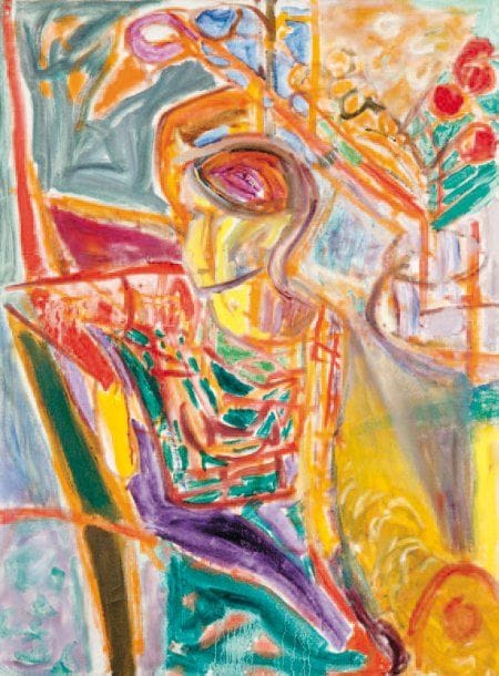 LUTKA PINK 1906 - 1998
Femme assise, 1992 Huile sur toile. Signée du cachet et datée au dos. 61 x 45.5 cm
