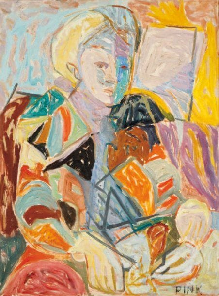LUTKA PINK 1906 - 1998
Portrait de femme, 1949 Huile sur toile. Signée en bas à droite et datée au dos. 61 x 46 cm