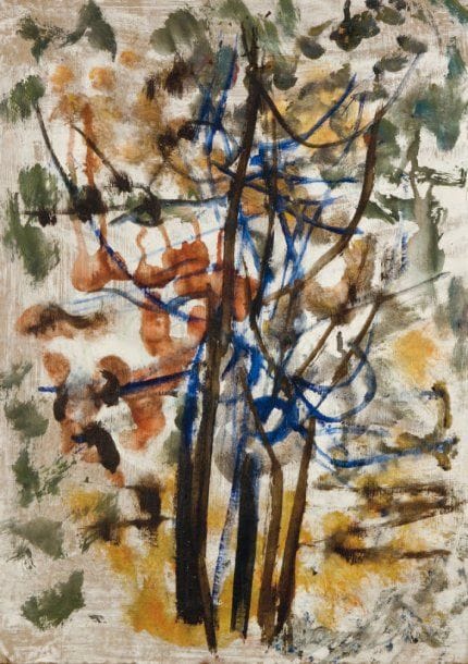 LUTKA PINK 1906 - 1998
Les Arbres, 1943 Huile sur carton. Signée du cachet, datée et située au dos « Cantal ». 41 x 29 cm