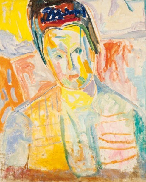 LUTKA PINK 1906 - 1998
Femme à la colerette, 1945 Huile sur toile. Signée du cachet et datée au dos. 53 x 43 cm