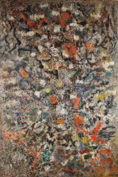 LUTKA PINK 1906 - 1998
Jardin magique, 1958 Huile sur toile. Signée en bas à droite. Contresignée, titrée et datée au dos. 207 x 140 cm