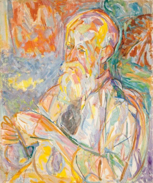 LUTKA PINK 1906 - 1998
Portrait d'homme barbu, circa 1946 Huile sur toile. Signée du cachet au dos. 64 x 53 cm