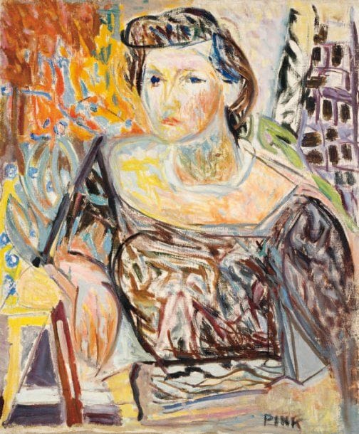 LUTKA PINK 1906 - 1998
Maurie Goldsmith, 1947 Huile sur toile. Signée en bas à droite et datée au dos. 65 x 54 cm