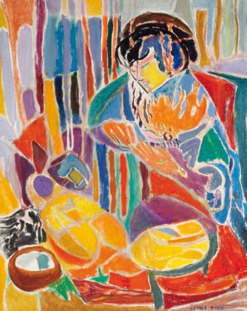 LUTKA PINK 1906 - 1998
Femme assise, 1973 Huile sur toile. Signée en bas à droite et datée au dos. 98 x 78 cm