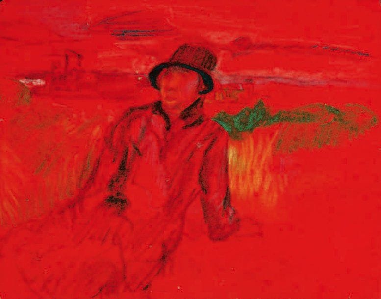 Farid AOUAD [libanais] (1924-1982)
Personnage au chapeau Pastel et fusain sur velours rouge. Non signé. Petites taches et déchirures en marge. 25.50 x 32.50 cm