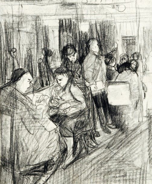 Farid AOUAD [libanais] (1924-1982)
Au restaurant Fusain. Signé au crayon en bas à droite. 25 x 20.50 cm