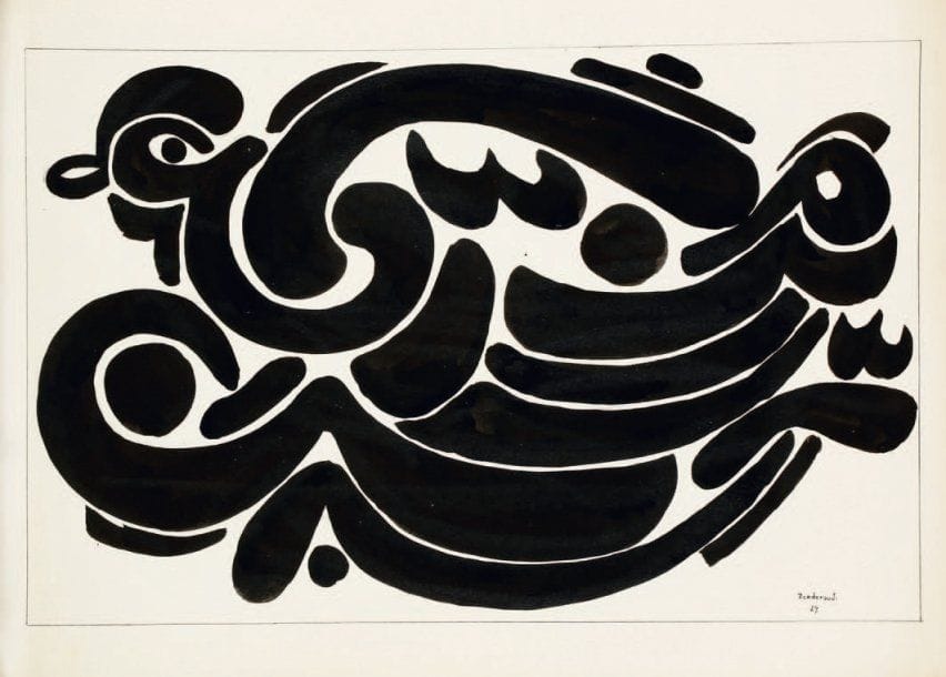 Charles Hossein ZENDEROUDI [iranien] (né en 1937)
Canard, 1967 Encre de Chine et mine de plomb. Signé et daté 67 en bas vers la droite. Légères traces de saleté sur les côtés. Pliure sur le coin inférieur gauche. 36 x 50 cm