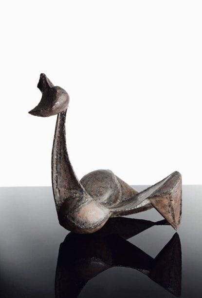 Costas COULENTIANOS [grec] (1918-1996)
Femme assise Fer soudé patiné. Non signée. Pièce unique. 45 x 40 x 35 cm Provenance : Marie Cuttoli / Henri Laugier.