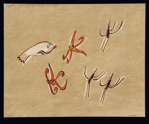 HENRIK NEUGEBOREN dit Henri Nouveau (1901-1959)
Sans titre, 1936 Technique mixte sur papier, signée des initiales et datée en bas vers la droite, resignée des initiales, redatée 10.III.36 et marquée « Nizza » au verso. 30 x 37 cm