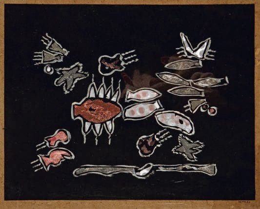 HENRIK NEUGEBOREN dit Henri Nouveau (1901-1959)
Sans titre, 1937 Technique mixte et collage, datée 30.VIII.37 sur le support en bas à droite. 22 x 28 cm