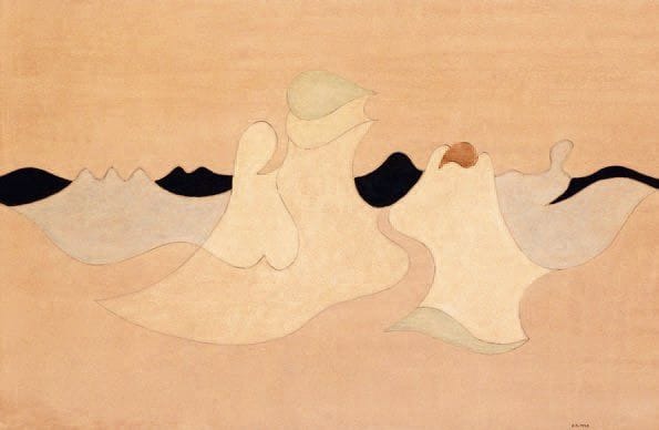 HENRIK NEUGEBOREN dit Henri Nouveau (1901-1959)
Ruhe Auf der Flucht (Repos pendant la fuite), 1939 Technique mixte sur papier, signée des initiales et datée en bas vers la droite, resignée des initiales, redatée 1.II.39, titrée, ; située « Nice », dédicacée et légendée « Kopie Fur E.M.E. Rosé » en date du 17.IV.39 au verso. 29 x 44 cm Exposition : Henri Nouveau, Galerie de France, Paris, 8-31 janvier 1959.