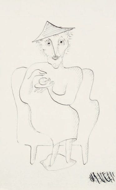 HENRIK NEUGEBOREN dit Henri Nouveau (1901-1959)
Improvisation, 1940 Dessin à l'encre de chine, une légende raturée en bas à droite. 45 x 27,5 cm