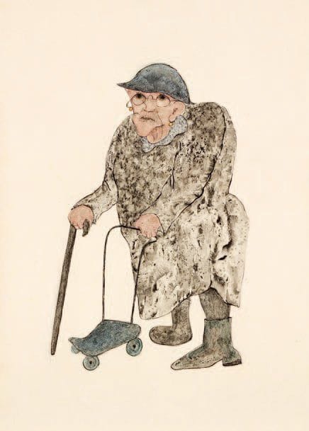 HENRIK NEUGEBOREN dit Henri Nouveau (1901-1959)
Fantomascarade rue Daguerre, 1940 Technique mixte sur papier, signée des initiales, datée 26.7.40, située « Paris », titrée et dédicacée pour « Mausi » au verso. 41,5 x 29,5 cm Exposition : Henri Nouveau, Galerie de France, Paris, 8-31 janvier 1959.