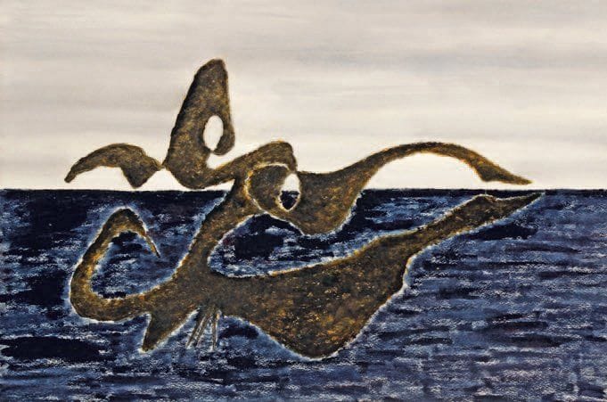 HENRIK NEUGEBOREN dit Henri Nouveau (1901-1959)
Détente, 1940 Technique mixte, signée des initiales, datée 12.12.40, titrée, située « Paris » et dédicacée « à E.M.E Rosé » en date du 24.12.40 au verso. 29,5 x 44,5 cm Exposition : Henri Nouveau, Galerie de France, Paris, 8-31 janvier 1959.