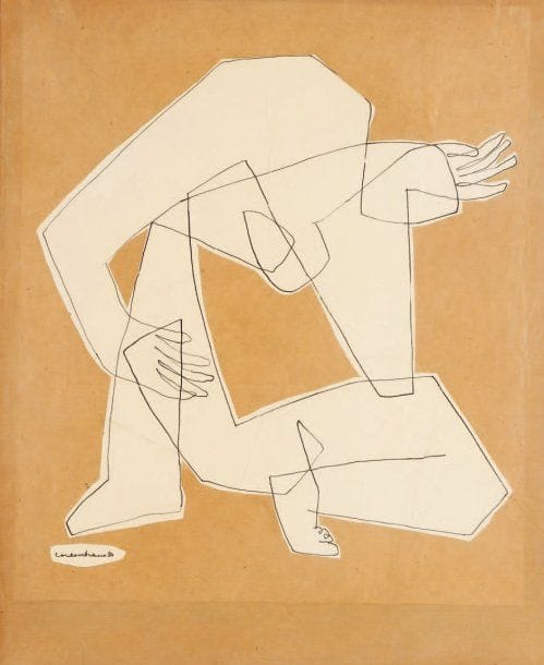 Costas COULENTIANOS [grec] (1918-1996)
Étude de personnages assis, 1950 Collage et encre. Signé et daté 50 vers le bas et vers la gauche. Accidents. 50 x 49 cm Provenance : Marie Cuttoli / Henri Laugier.