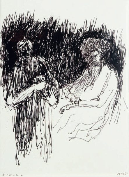 Zoran MUSIC [italien] (1909-2005)
Couple, 1993 Dessin à l'encre. Signé en bas à droite et daté 6.VI.93 en bas à gauche. 29 x 22 cm Provenance : Succession M.