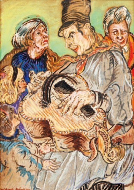MORENO-PINCAS (né en 1936).
Le musicien Huile sur toile, signée en bas et à gauche. 22 x 16,5 cm