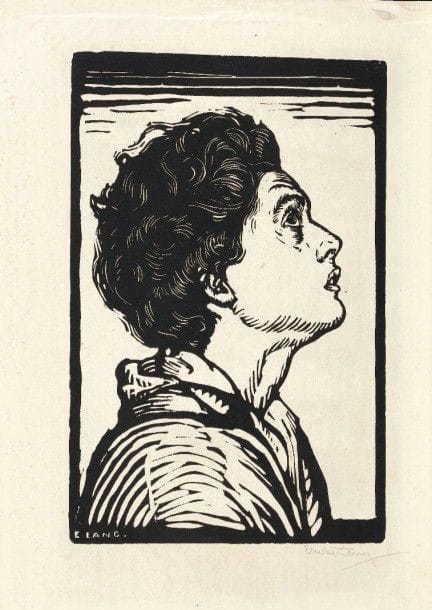 Erwin LANG (1886-1962)
Portrait ; Incendie ; Soldat au fusil. Vers 1940. Bois gravé. 185-265 x 220-405. Belles épreuves, 2 sur japon vergé, une sur vélin, signées au crayon. Quelques traces de plis. Légère trace d’oxydation à la 2e. Rousseurs claires éparses à la dernière. Toutes marges. Ens. 3 p.																																														