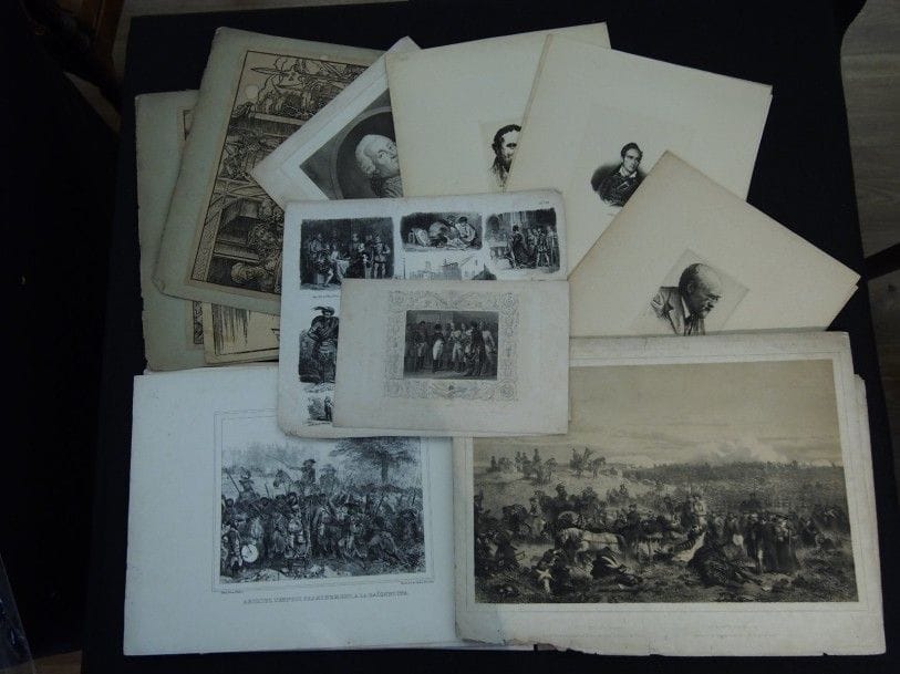 DIVERS
Un fort lot d’estampes anciennes et du XIXe s., par ou d’après Dürer, Bellangé, Delacroix, Huet, Raffet, Vernet, etc. Eau-forte ; lithographie. Ens. 200 p. env. 	Provenance : collection André Fildier (1928-2001), historien de la carte postale.																																													