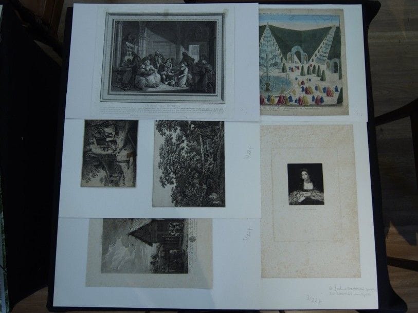 DIVERS
Un lot de gravures anciennes (portraits, paysages…) Ens. 34 p. env.																																														