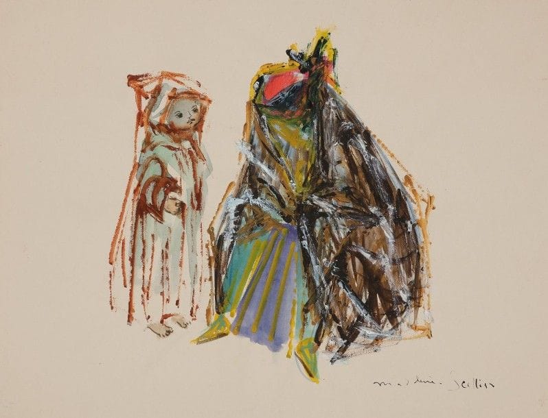 Madeleine SCELLIER (née en 1928)
Femme et enfant
Gouache.
Signée en bas à droite.
21 x 27 cm