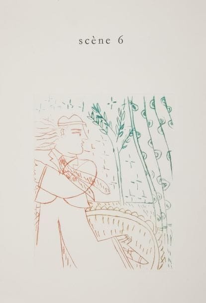 APOLLINAIRE (Guillaume) - FASIANÓS (Alékos).
À quelle heure un train partira-t-il pour Paris ?
S.l. : Fata Morgana, 1982. - In-8, 230 x 160 : (20 ff. 2 premiers blancs), couverture illustrée. En feuilles, couverture rempliée, étui avec collage original.

Édition originale, illustrée de 13 pointes-sèches originales en couleurs du peintre grec Alékos FASIANÓS (né en 1935).
Tirage à 75 exemplaires sur vélin d'Arches, signés par l'artiste.
Il est joint la plaquette de Willard Bohn, de 8 feuillets in-8, intitulée Apollinaire et le mélodieux ravisseur.