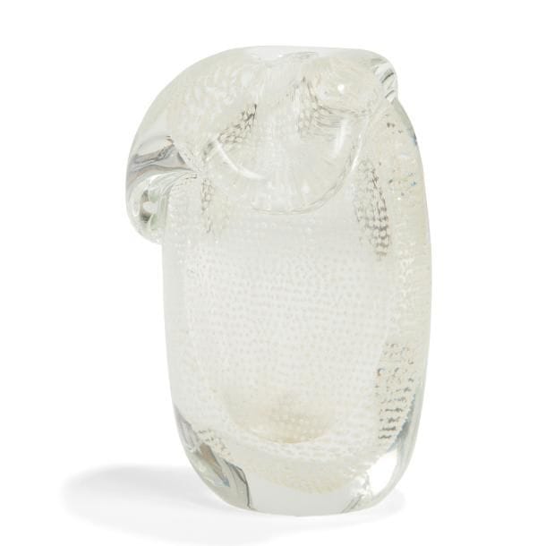 SEGUSO Vetri d’Arte
Vase soliflore, au col en chute et modelé à chaud, en verre très finement bullé. Marqué SEGUSO Pièce unique sous la base. H. 13?cm