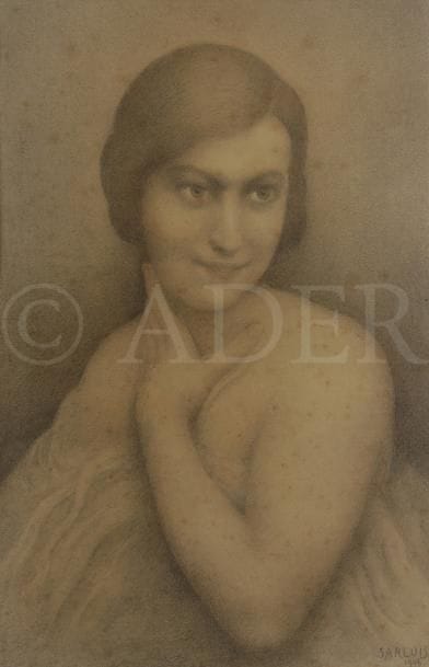 Léonard SARLUIS (1874-1949)
Portrait femme de trois-quarts, 1946
Crayon.
Signé et daté en bas à droite.
(Rousseurs).
43 x 28 cm