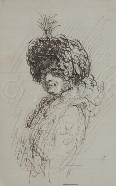 Louis ANQUETIN (1861-1932)
Portrait de femme au chapeau - Torse de femme
Deux dessins à l’encre ou crayon.
Portent le timbre de la signature au dos.
17 x 10,5 cm - 16 x 11 cm