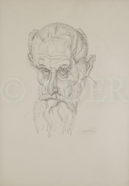 Jules Oury, dit MARCEL-LENOIR 
(1872-1931)
Portrait d’homme barbu
Crayon et estompe.
Signé en bas à droite.
63 x 48,5 cm