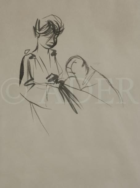 Jean-Louis FORAIN (1852-1931)
La Belle et la Bête
Encre de Chine et pinceau.
Non signé.
29 x 22 cm
Provenance : 
Faerber and Maison Gallery, Londres (étiquette au dos).