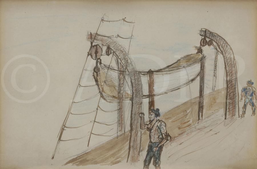 Henri de TOULOUSE-LAUTREC (1864-1901)
Barque de sauvetage
Encre et aquarelle.
14,5 x 23,3 cm

Provenance :
- Collection G. Séré de Rivières.
- Collection Thomas A. Perls.
- Collection particulière, Issy-les Moulineaux.

Exposition :
Galerie Durand-Ruel, février 1945, New York. 

Bibliographie : 
M. G. Dortu, Toulouse-Lautrec et son œuvre, New-York, Collectors Editions, 1971, T. III. n°A.109, reproduit p. 479.

Un certificat de Madame Dortu en date du 15 décembre 1967 sera remis à l’acquéreur.