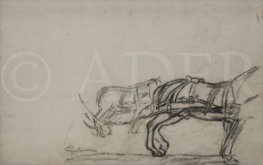 Armand GUILLAUMIN (1841-1927)
Étude de chevaux
Fusain.
Signé en bas à gauche.
29 x 47 cm