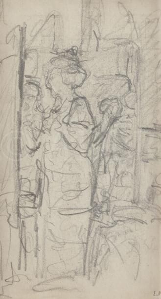 Édouard VUILLARD (1868-1940)
Femme en pied de profil au miroir, vers 1920
Mine de plomb sur vélin.
Timbré en bas à droite (Lugt 909a).
12 x 20,5 cm

Cette œuvre est enregistrée dans les Archives Vuillard.