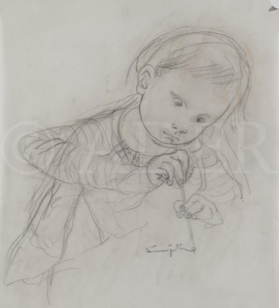 Léonard Tsuguharu FOUJITA (1886-1968)
Petit garçon concentré, 1958
Mine de plomb et à l’estompe sur calque.
Signé en pied.
27 x 24,5 cm

Provenance : 
Vente Cornette de Saint-Cyr, Succession Kimiyo Foujita, 28 octobre 2013, n°106. Une copie du certificat sera remise à l’acquéreur.

Étude préparatoire pour l’huile sur toile Âge mécanique (1958-1959), conservée au Musée d’Art Moderne de la Ville de Paris et répertoriée dans S. et D. Buisson, La Vie et l’œuvre de Léonard Tsuguharu Foujita, Courbevoie, ACR Édition, 1987, n°59.01. La figure est celle de l’enfant en haut à droite occupé à visser un objet au moyen d’un tournevis.