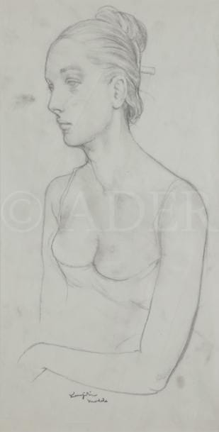 Léonard Tsuguharu FOUJITA (1886-1968)
Beauté sensuelle
Mine de plomb et estompe sur papier calque.
Signé à l’encre et annoté « modèle ».
(Quelques traces de plis).
44,2 x 24,3 cm
Provenance : 
Vente Cornette de Saint-Cyr, Succession Kimiyo Foujita, 
27 mars 2013, n°641. Un certificat sera remis à l’acquéreur.
