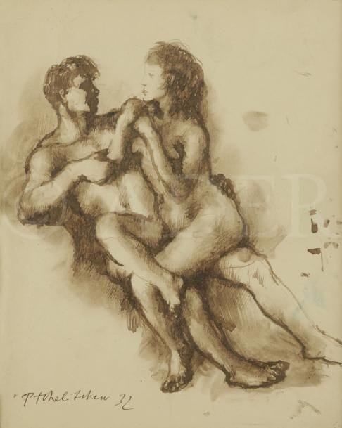 Pavel TCHELITCHEW (1898-1957)
Le Couple, 1932
Encre et lavis d’encre.
Signé et daté en bas à gauche.
25,5 x 20 cm
Provenance : 
Collection Georges Bemberg.